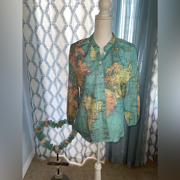 Unbranded Map Button down Blouse - Picture 1 of 5